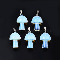 Opalite Pendants, with Stainless Steel Snap On Bails, Mushroom Shaped, 24~25x16mm, Hole: 5x3mm(X-G-N0325-10L)