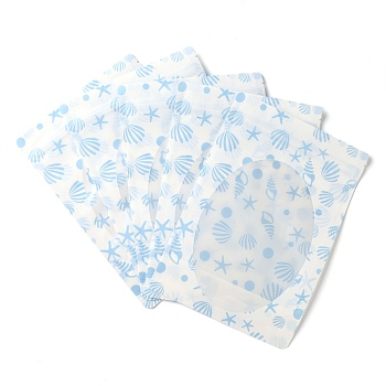Plastic Zip Lock Bag, Storage Bags, Self Seal Bag, Top Seal, with Oval Shape Window, Rectangle, Beach Theme Pattern, Sky Blue, 23.2x16x0.15cm, Unilateral Thickness: 3.9 Mil(0.1mm)