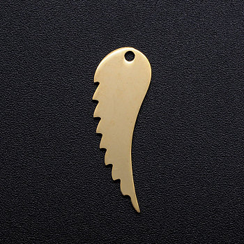 201 Stainless Steel Charms, Wing, Golden, 25.5x8.5x1mm, Hole: 1.5mm