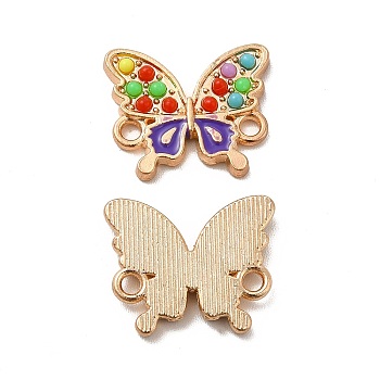 Alloy Enamel Connector Charms, with Colorful Synthetic Turquoise, Butterfly Links, Light Gold, 14.5x17.5x2.5mm, Hole: 1.8mm