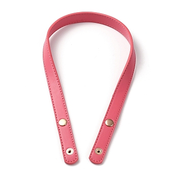PU Leather Bag Handles, with Iron Snap Button, Light Coral, 62x1.95x0.6cm