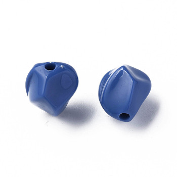 Opaque Acrylic Beads, Nuggets, Royal Blue, 16.5x15x13.5mm, Hole: 2.5mm, about 340pcs/500g