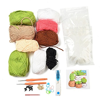 DIY Crochet Yarn Mushroom Doll Making Kits for Beginners, including Instructions, Yarn and Needles, Mixed Color, 0.05cm