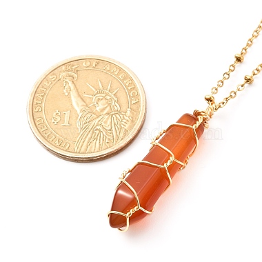 Double Pointed Natural Carnelian Pendant Necklace(NJEW-JN03720-03)-4