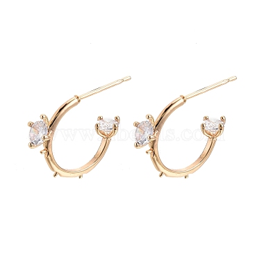 Real 18K Gold Plated Clear Ring Brass+Glass Stud Earring Findings