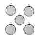 Тибетский стиль старинное серебро литые плоские круглые сеттинги подвеска кабошон(X-TIBEP-M022-38AS)-1