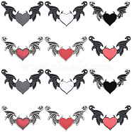 12Pcs 6 Styles Alloy Emanel Big Pendants, Heart with Wing Charm, Mixed Color, 34x54x3mm, Hole: 1.5mm, 2pcs/style(FIND-SC0006-48)