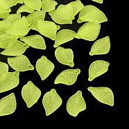 Transparent Acrylic Pendants, Frosted, Leaf, Lime Green, 18x11x3mm, Hole: 2mm(X-FACR-R007-11)
