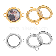 2Pcs 2 Colors Flat Round Titanium Steel Floating Lockets Connector Charms, with Glass, Memory Locket Links, Golden & Stainless Steel Color, 2.6x1.95x0.65cm, Hole: 3x2mm, Inner Diameter: 13mm, 1pc/color(FIND-UN0001-84A)