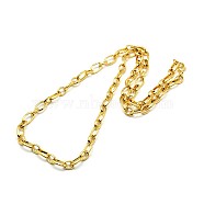 Fashionable 304 Stainless Steel Engraved Vine Mother-son Chain Necklaces, with Lobster Claw Clasps, Golden, 21 inch~22 inch(53.3~55.9cm)x7mm(STAS-A028-N101G)