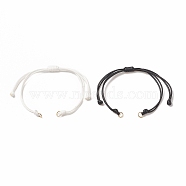 2Pcs Braided Waxed Polyester Cord, with 304 Stainless Steel Jump Rings, for Adjustable Link Bracelet Making, Black & White, Mixed Color, 10-1/4 inch(26.2cm), Hole: 3.3mm(AJEW-JB01152-02)