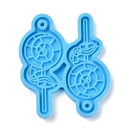 DIY Pendant Silicone Molds, for Earring Making, Resin Casting Molds, For UV Resin, Epoxy Resin Jewelry Making, Lollipop, Deep Sky Blue, 52x45x3.5mm, Hole: 1.6mm, Inner Diameter: 49x20.5mm(DIY-H154-06A)
