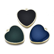 Spray Painted Alloy Pendants, Cadmium Free & Nickel Free & Lead Free, Light Gold, Heart, Mixed Color, 23x22x2.5mm, Hole: 1.6mm(PALLOY-Q436-020-NR)