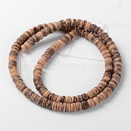 Natural Coconut Rondelle Bead Strands, 5.5x1.5~5mm, Hole: 1mm, about 124pcs/strand, 15.7 inch(COCB-O001-11)
