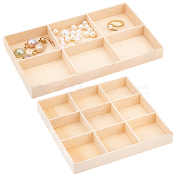 2Pcs 2 Style Wooden Storage Box, Display Box,  6 & 9 Compartments, BurlyWood, 129~170x100~129x16.5~17mm, 1pc/style(CON-PH0002-73)