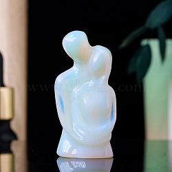 Opalite Carved Hug Couple Figurines, for Home Office Desktop Feng Shui Ornament, 50x25mm(PW-WG14347-01)