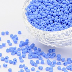 Glass Seed Beads, Opaque Colours Seed, Small Craft Beads for DIY Jewelry Making, Round, Cornflower Blue, 3mm, Hole:1mm, about 10000pcs/pound(SEED-A010-3mm-43B)