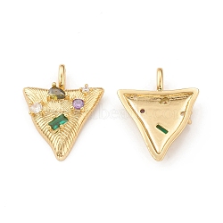 Eco-Friendly Brass Micro Pave Cubic Zirconia Pendants, Lead Free & Cadmium Free, Long-Lasting Plated, Triangle Charm, Real 18K Gold Plated, 22x17.5x3.5mm, Hole: 2x4mm(KK-I698-29G)