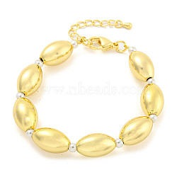 Rack Plating Oval Brass & ABS Imitation Pearl Beaded Bracelets for Women, Cadmium Free & Lead Free, Long-Lasting Plated, Real 18K Gold Plated, 7-3/8 inch(18.6cm)(BJEW-P322-09G)