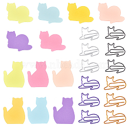 Cat Shape 12 Books 12 Style Memo Notepads, and 12Pcs 4 Colors Iron Paper Clips, Mixed Color, Notepad: 58x72x3mm & 70x58x3mm, Clip: 32x23x1mm(AJEW-OC0004-07)