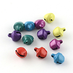 Spray Painted Iron Bell Charms Pendants, Mixed Color, 8x6x5mm, Hole: 1mm(X-IFIN-R208B)