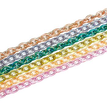 SUPERFINDINGS 6Pcs 6 Colors Transparent Acrylic Cable Chain, for Bag Strip, Mixed Color, 8.5x5.8x1.5mm, about 1.64 Feet(0.5m)/Pc, 1Pc/color