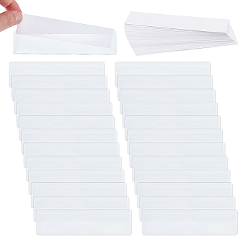 PVC Self-Adhesive Label Holder Pockets, Index Card Pockets, Adhesive Business Card Holders, with Paper Card, for Organizing and Protecting Cards, Picture, Vertical, Rectangle, White, 11x3x0.05cm