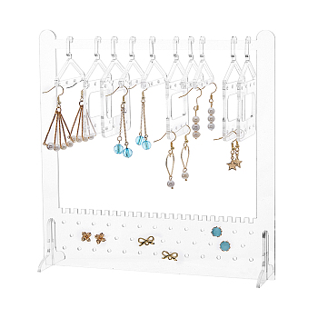 1 Set Transparent Acrylic Earring Hanging Display Stands, Clothes Hanger Shaped Earring Organizer Holder with 10Pcs 2 Styles Hangers, Clear, Finish Product: 20x6x20cm