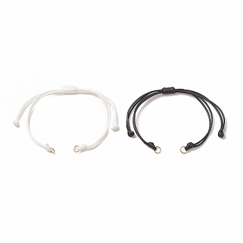 2Pcs Braided Waxed Polyester Cord, with 304 Stainless Steel Jump Rings, for Adjustable Link Bracelet Making, Black & White, Mixed Color, 10-1/4 inch(26.2cm), Hole: 3.3mm