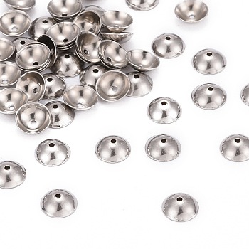 Stainless Steel Bead Caps, Stainless Steel Color, 6x2mm, Hole: 0.5mm, about 70pcs/5g
