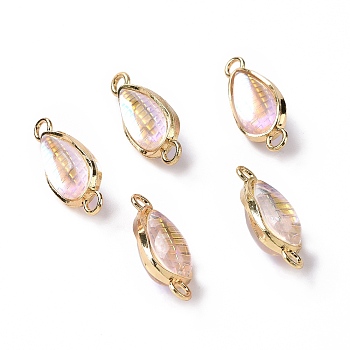 Transparent Acrylic Connector Charms, with Golden Tone Alloy Findings, Corn Links, Clear, 34x13x11.5mm, Hole: 3.5mm