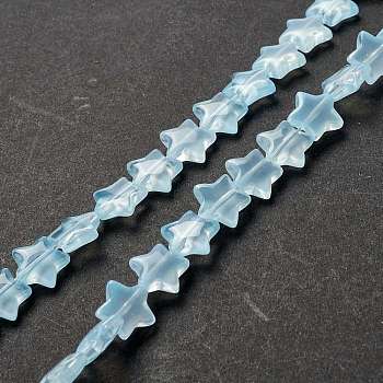 Transparent Glass Beads Strand, Star, Light Cyan, 10x10x4mm, Hole: 0.8mm, about 40pcs/strand, 13.39~14.17 inch(34~36cm)