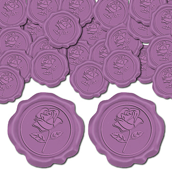 25Pcs Adhesive Wax Seal Stickers, Envelope Seal Decoration, For Craft Scrapbook DIY Gift, Old Rose, Flower, 30mm