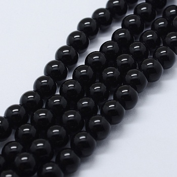 Natural Black Onyx Beads Strands, Dyed & Heated, Round, 8mm, Hole: 2mm,  about 48pcs/strand, 14.37 inch(36.5cm)