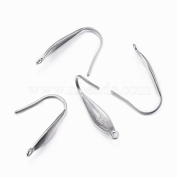 316 Surgical Stainless Steel Earring Hooks, Carved with 316, Stainless Steel Color, 19.5x4.5x1mm, Hole: 1.2mm(STAS-G170-30P)