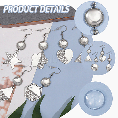 16 paires 8 styles de boucles d'oreilles pendantes en forme de dôme en verre vierge(EJEW-AB00007)-3