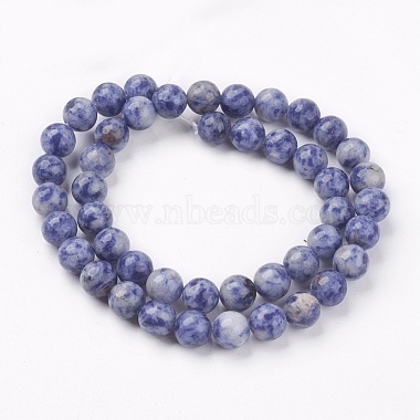 Brins de perles de jaspe de tache bleue naturelle(G-R193-15-8mm)-2
