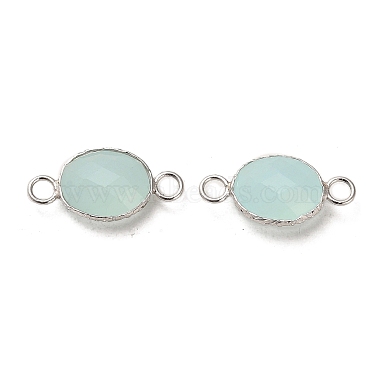 Real Platinum Plated Aqua Oval Sterling Silver Links