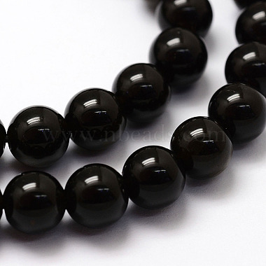 Natural Golden Sheen Obsidian Beads Strands(G-F364-08-6mm)-3