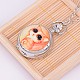 Alloy Flat Round with Cat Printed Porcelain Openable Pendant Necklace Quartz Pocket Watch(WACH-M126-33)-1