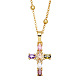 Fashionable Hip Hop Cross Pendant Necklace for Women with Micro Inlaid Gemstones and Zircon Crystals (NKB072)(ST2596819)-1