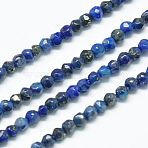 Natural Lapis Lazuli Beads Strands, Faceted, Round, Midnight Blue, 2mm, Hole: 0.5mm; about 185~200pcs/strands, 36~37cm(G-J002-13)