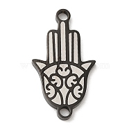 304 Stainless Steel Connector Charms, Religion Hamsa Hand Links, Electrophoresis Black, 22x12x1.5mm, Hole: 1.6mm(STAS-A086-10EB)