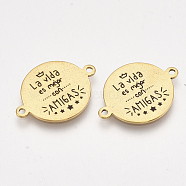 304 Stainless Steel Quote Links Connectors, with Enamel, Flat Round with Word, Golden, 21.5x16x1mm, Hole: 1.4mm(X-STAS-S079-95S-G)