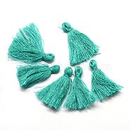 Handmade Polycotton(Polyester Cotton) Tassel Decorations, Pendant Decorations, Dark Turquoise, 29~35mm(OCOR-Q024-01)