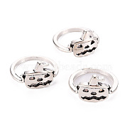 Alloy Finger Rings, Cadmium Free & Lead Free, for Halloween, Pumpkin Jack-O'-Lantern, Antique Silver, US Size 7 3/4(17.9mm)(RJEW-N036-004-RS)