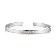 SHEGRACE Brass Inspirational Cuff Bangles, with Word Believe In Yourself, Platinum, 2-1/2 inch(6.55cm)(JB536A)