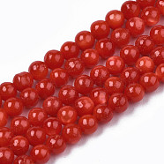 Natural Freshwater Shell Beads Strands, Dyed, Round, Red, 4mm, Hole: 0.8mm, about 97~99pcs/strand, 14.88 inch~15.16 inch(37.8~38.5cm)(SHEL-N003-24-B05)