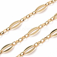 Brass Link Chains, with Spool, Unwelded, Real 18K Gold Plated, Oval: 24x12x1.5mm, Link: 8.5x6.5x2mm, about 16.4 Feet(5m)/roll(CHC-A004-04G)