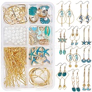 DIY Dangle Earring Making Kits, Including Alloy Enamel Pendants, Iron Links Connectors, Brass Linking Rings & Cable Chains, Glass Pearl Beads, Golden & Light Gold, 4mm, Hole: 0.8~1mm, 30pcs/box(DIY-SC0001-81G)